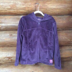 Life is Good Purple Relaxed Fit Plush Full Zip Up Cozy Fleece Hoodie Size Medium